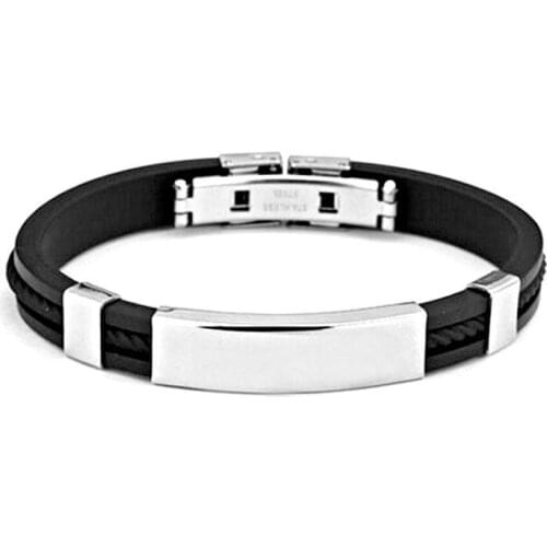 Black SilverMagnetic Clasps Bracelet for men women Stainless Steel wrist bracelets Bangle Jewelry bracelet homme pulsera mujer