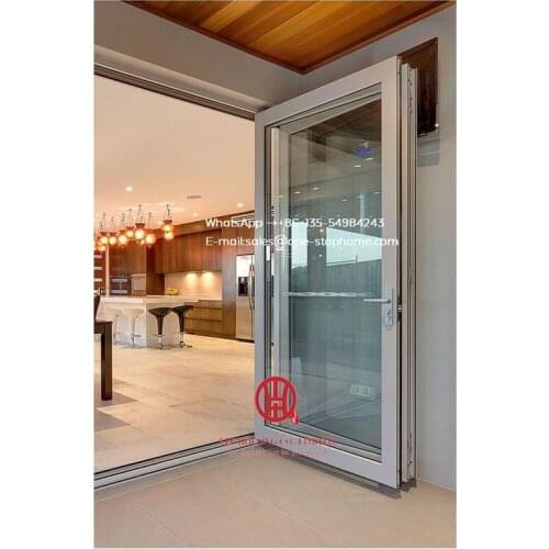 Home Economic aluminium balcony folding glass door,Aluminium Double Glass Sliding Folding Door for Entrance,interior door
