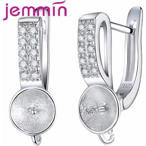 Hot Promotion Trendy Hoop Earrings 925 Sterling Silver Jewelry Findings for Ear Decoration Clear Crystal Earrings 10PCS