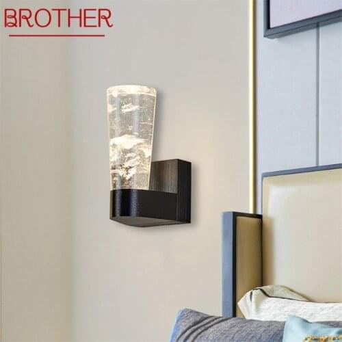 BROTHER Crystal Wall Lamps Fixture Black Aluminum Modern Indoor Wall Sconce For Home Foyer Bedroom Living Room Office Hotel
