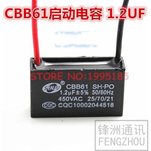 10Pcs/Lot CBB61+-5% 1.2uF 450V/AC CBB Capacitors The Fan Start Capacitor Motor Start Capacitor