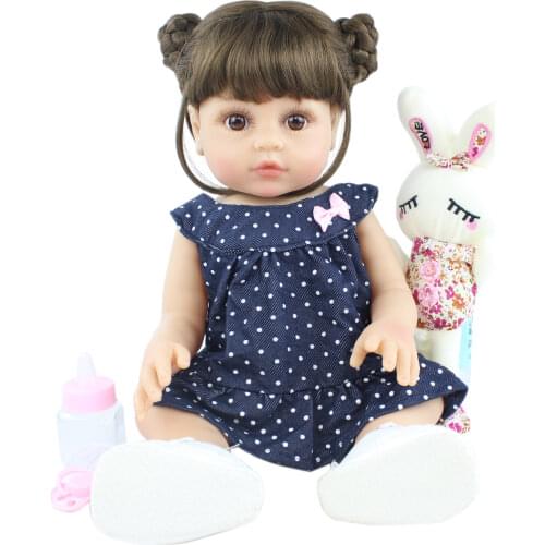 48 CM 55 CM Two Size Full Soft Silicone Body Reborn Baby Doll For Girl Vinyl Newborn Bathe Dress Up Toys Bonecas Birthday Gift
