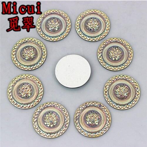 Micui 50PCS 18mm AB Clear Round Resin Rhinestone Flatback Gems Strass Crystal Stones For Dress Crafts Decorations ZZ68A