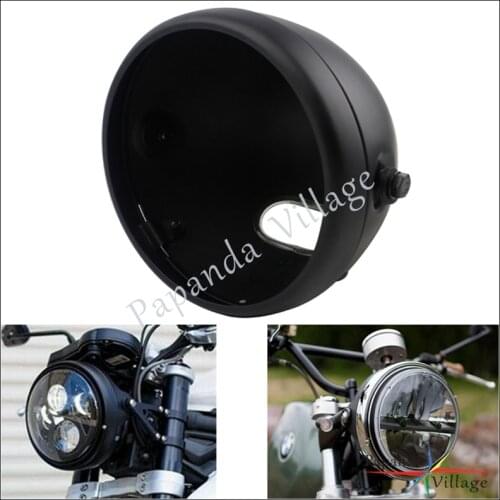 Motorcycle Black Side Mount Headlight Shells Universal 7" Round LED Headlight Housing For Harley Honda Yamaha Cafe Racer Chopper