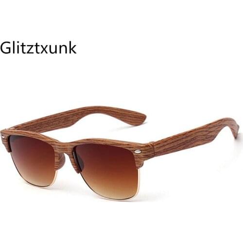 Glitztxunk 2019 New Fashion Vintage Sunglasses Men Women Sports Eyewear Wood Grain Sunglasses Goggles Outdoor driving UV400