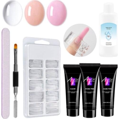 Natural Nude Nail Extension Gel Kit with Base And Top Coat DIY at Home 15g White Pink Clear Gel Kit