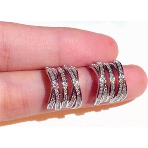 New Fashion Korean Stud Earrings Super Shiny Rhinestone Geometric Earrings For Women