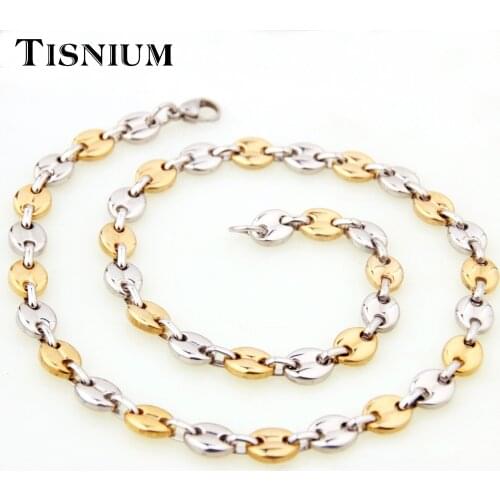 7/9/11mm Melon Seed Style Necklaces Men Women Gold Color Accessories Stainless Steel Choker Wholesale Retail Birthday Gift Hot