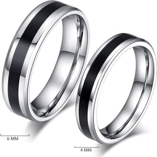 MANGOPIE 4MM 6MM Titanium Couple Ring for Men And Women The Rings Center Cool Black Wide IR106 Men Ring
