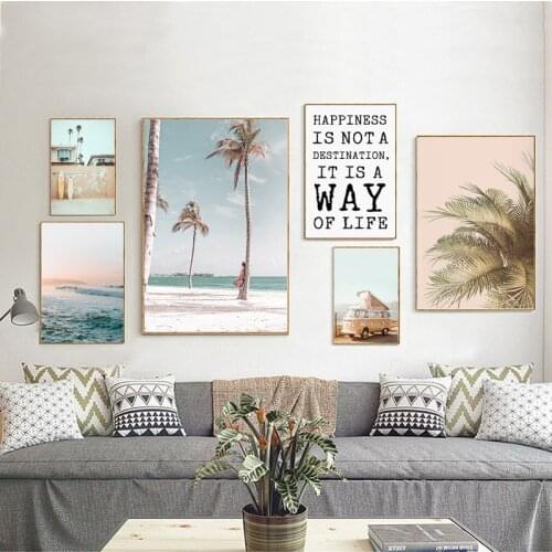 Surfing Landscape Canvas Poster Nordic Style Inspirational Quote Wall Art Print Painting Decoration Pictures Home Home Decor