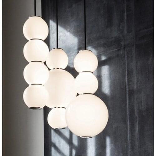 Nordic Modern Pearls Acrylic Pendant Lamp Living Room Bar Suspension Light Fixture Dinning Room White Acrylic Balls Lamp