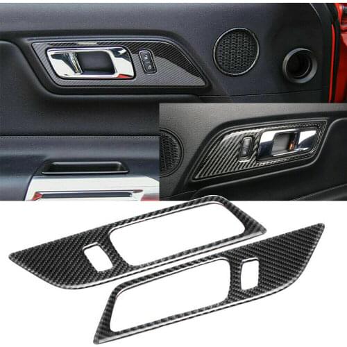 Carbon Fiber Inner Door Handle Frame Decor Cover Trim For Ford Mustang 2015-2020