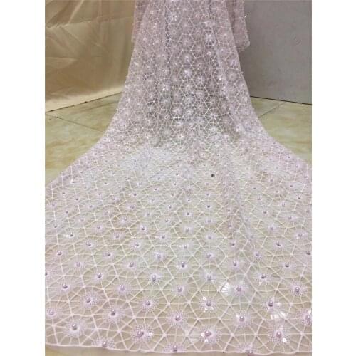 High Quality YG-598 embroidery Textile Lace Fabric and African French Lace Fabric with plenty beads for party dress