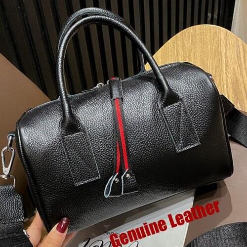 Soft Leather Women Messenger Bag Casual Womens Shoulder Crossbody Bag Female Handbag Black Genuine Leather Girl Bag