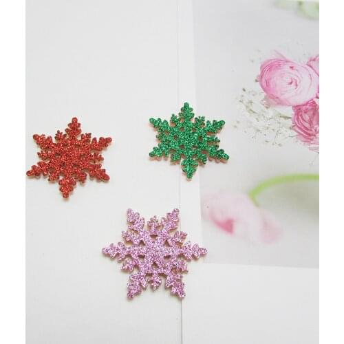 100Pcs Glitter Snowflake Decor Appliqued DIY Craft Supplies Hair Accessories Materials Ornaments Kids Scrapbook Embellishments