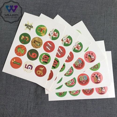 120pcs/bag merry Christmas Advent Christmas Number Sticker Multifunction DIY Gifts Posted Children Sticker Stationary Stickers