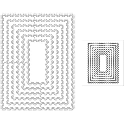 2020 New Hot Wave Curve Rectangle Background Layered Metal Cutting Dies and For Die Scrapbooking Foil Die Cut Crafts No Stamps