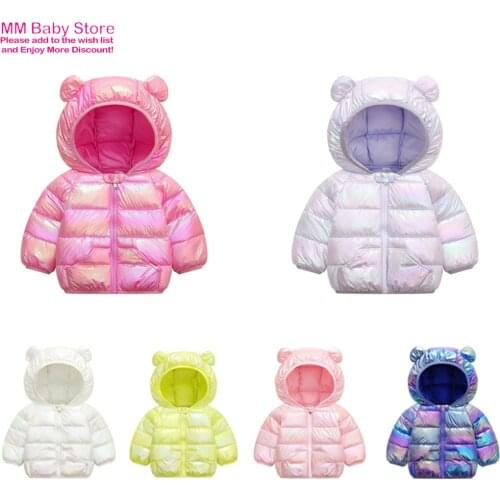 2021 Winter New Fashion Snow Jacket Kids Boys Girls Clothes Long Sleeve With Ears Hooded Wind Proof Thin Style Duck Down Coats