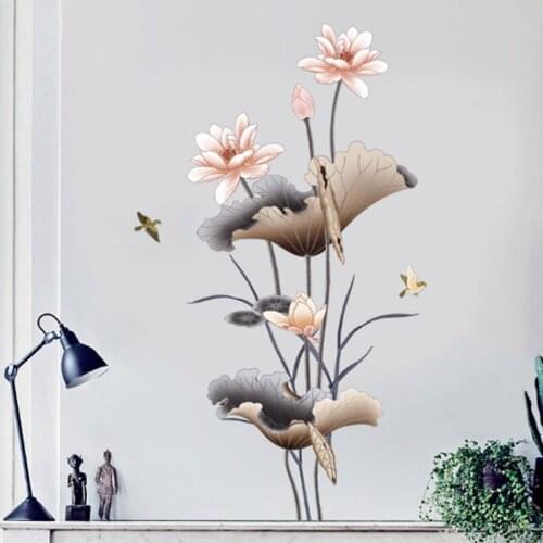 3D Effect Lotus Wall Sticker Large Decorative Home Decor Stickers For Living Room Flower Wall Decals Bedroom PVC Art D
