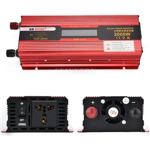 5Pcs/Lot 2000W Portable Cars Vehicles Powerful Inverter Charger With LED Display Converter 12V/24V To 220V