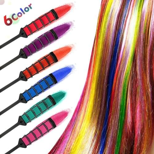 6 Colors Temporary Hair Pro Mini Chalks Crayons Hair Multicolor Color Dye Hair Dye Comb Hair Care Styling Tools Woman Hair Care