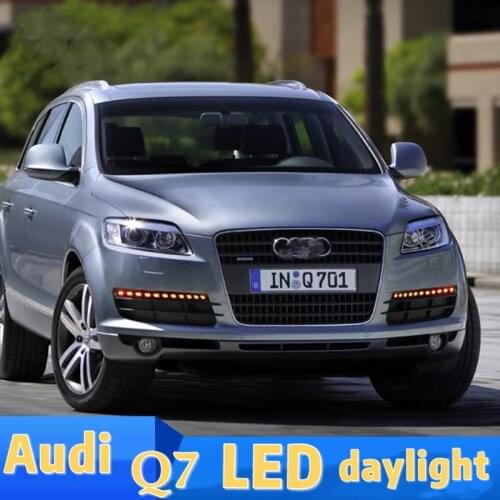 Car Flashing 2Pcs For Audi Q7 2006 2007 2008 2009 LED DRL Daytime Running Lights Daylight Fog light with yellow turn Signal