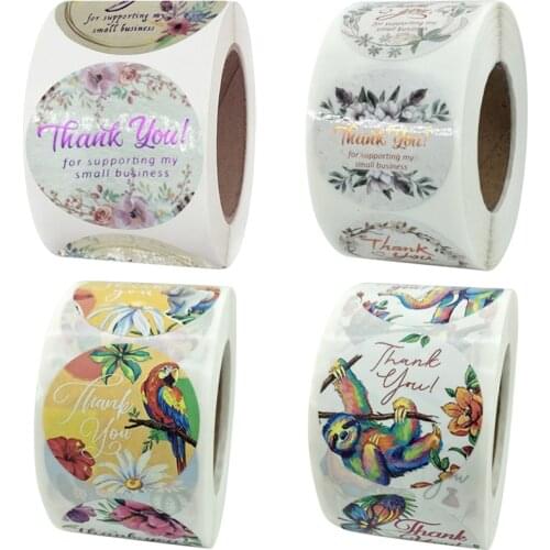 Big Water-Resistant Thank You for Supporting My Small Business Stickers Seals Labels Animal Plant Gold Purple Decor Packaging