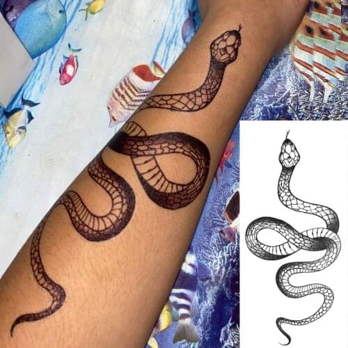 Black Snake Temporary Tattoo Stickers Dark Wind Long Lasting Fake Tattoo for Woman Men Waist Body Waterproof Dark Snake Tattoos