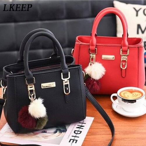 Ladies Bag New Handbags PU Leather Pompom Crossbody Fashion Wild Candy Color Messenger Shoulder Bags For Women Shopping Handbag