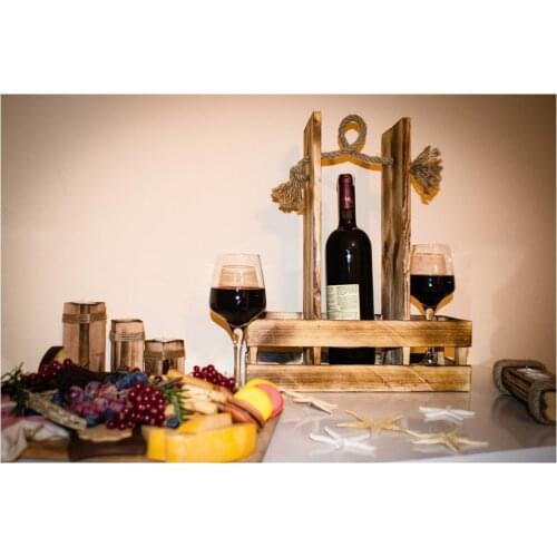 Decorative Presentation Wooden Tabletop Wine Rack and Glass Cup Perfect