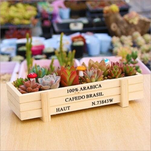Wood Planter Box Garden Plant Pot Decorative Yard Micro Landscape Flower Vintage Succulent Container Plant Pot Gardening Device