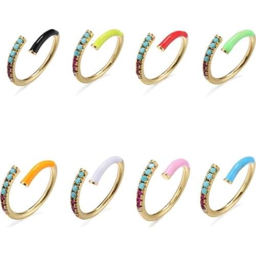 HECHENG ,colorful CZ, neon ring ,wholesale ,for women, jewelry accessries, adjusted Open finger ring