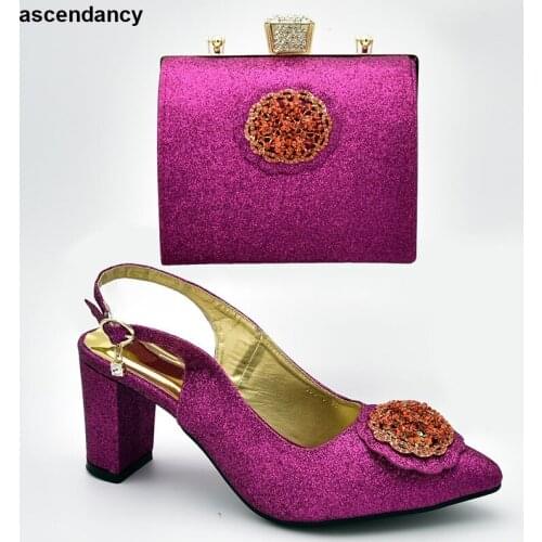 African Matching Shoes and Bags Italian In Women Ladies Sandals with Heels Crystal Wedding Shoes Nigerian Women Party Pumps