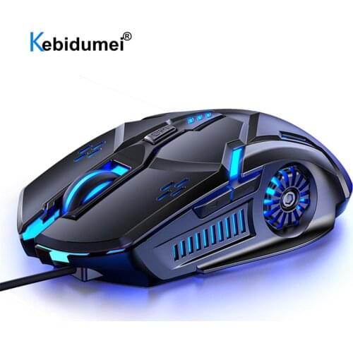 Computer Gaming Mouse Wired Mute Gamer Mice 6Button 4-Speed DPI RGB Backlight Gaming Mouse for PUBG PC Laptop Gaming