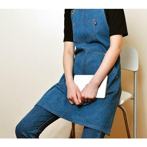 Leather denim work apron barista strap skirt restaurant gardening floral hair stylist overalls logo custom
