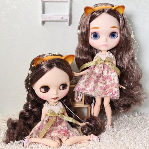 ICY DBS Blyth doll Cappucino Fox with matte face joint body dress shoes Fox horn hand set AB as gift 1/6 BJD