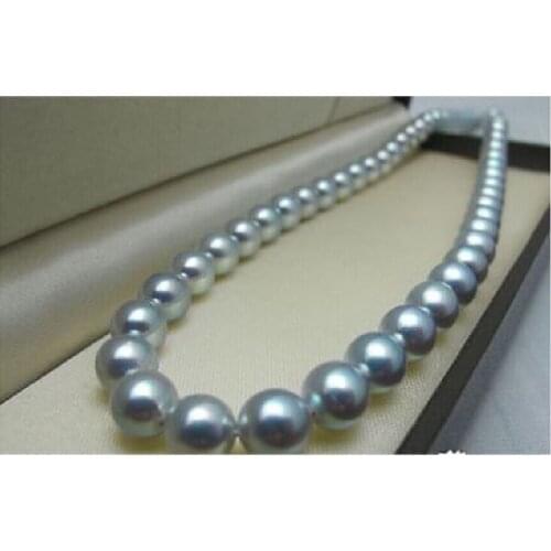 Hot selling *******classic AAA+ natural 11-12mm south sea grey pearl necklace 17 inch