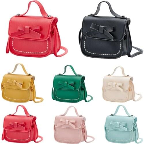 Lovely Kid Girl PU Leather Bowknot Princess Small Bow Messenger Shoulder Bag Coin Purses Toddler Children Handbag Solid 2020 NEW