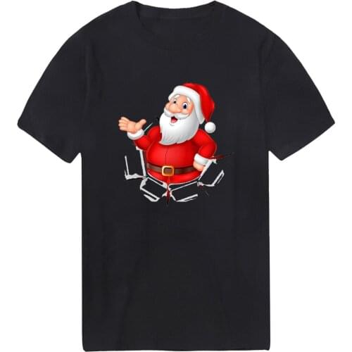 Mens Santa Claus T Shirts Short Sleeve O-Neck Christmas Tshirts Punk Style Black Tees Male Bodybuilding Tops Homme Camiaetas