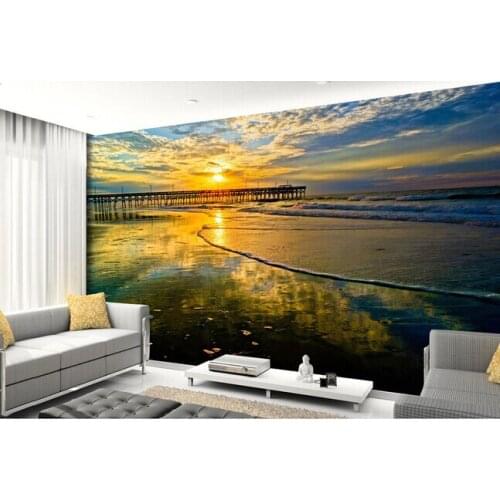 Custom landscape wallpaper, sunrise and sea view murals for bedroom TV background wall waterproof papel de parede
