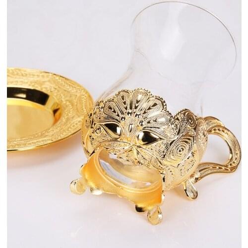 New European-Style Zinc Alloy Exquisite Craft Metal Coffee Cup Coffee Set Tea Cup Milky Tea Cup Cup with Dish