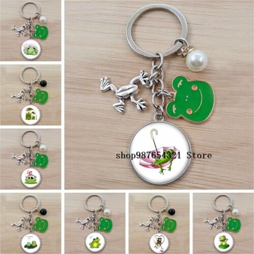 New beautiful frog green animal cute big eyes keychain car bag jewelry student school bag jewelry 2021 wholesale best gift