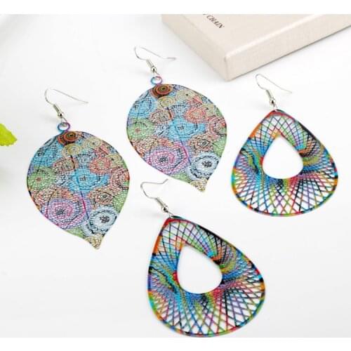 New Colorful Leaf Big Drop Earrings Tassel Long Earrings Leaves Hollow Dangle Earrings Bohemian Jewelry For Women Girls Gifts