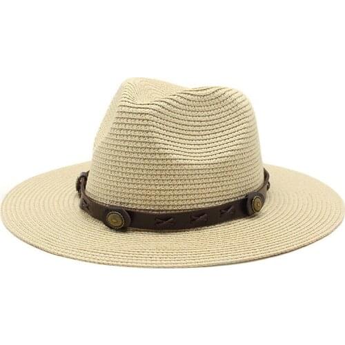 Fashion Summer Panama Hats for Men Women UV Protection Straw Sun Hat Wide Brim Ladies Beach Hats Casual Jazz Trilby Cap Sombrero