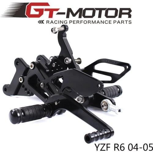 Full CNC Aluminum Motorcycle Adjustable Rearsets Rear Sets Foot Pegs Footpegs Footrests Foot Rests For YAMAHA YZF R6 2004-2005