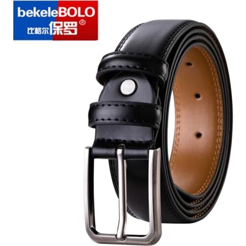 Mens Belt fashion Genuine Leather Business Wild Casual Pin Buckle Belt Cross Buttonhole Design Flexible Top Layer Cowhide