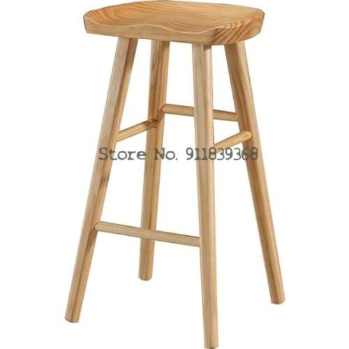 Nordic Light Luxury Bar Chair Bar Solid Wood Household Chair High Stool European Stool Modern Simple Bar Chair Bar Stool
