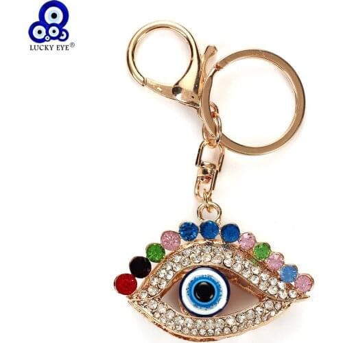 Lucky Eye Colorful Crystal Evil Eye Charms Keychain Bag Key Chain For Women Men Lobster Clasps Fashion Jewelry EY4943