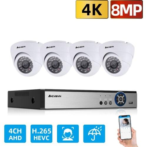 8MP CCTV AHD Camera System Kit HD 4 Channel 4K DVR 4PCS 8.0MP Dome Camera Email Alarm Security Surveillance Camera Kits SONY