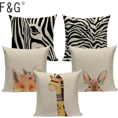 Modern Simple Geometry Cartoon Pillowcase Black White Home Cushion Zebra Creative Leopard Decorative Pillows Square Home Printin